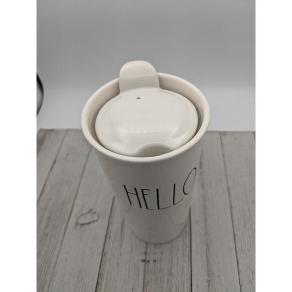Rae Dunn Hello Travel Tumbler Large Letter Tall Coffee Mug with Lid - Picture 2 of 6